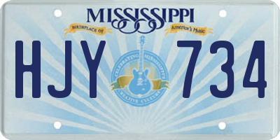 MS license plate HJY734