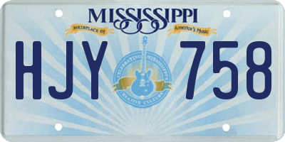 MS license plate HJY758