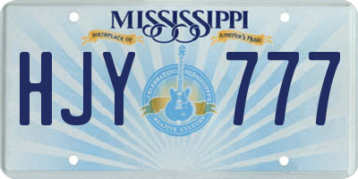 MS license plate HJY777
