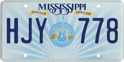 MS license plate HJY778