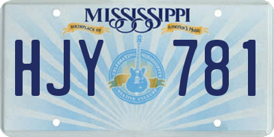 MS license plate HJY781