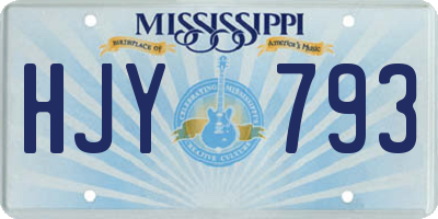 MS license plate HJY793