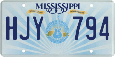 MS license plate HJY794