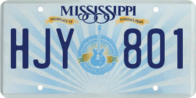 MS license plate HJY801