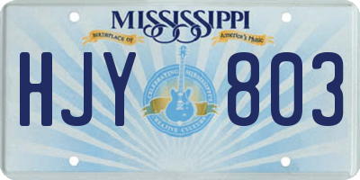 MS license plate HJY803