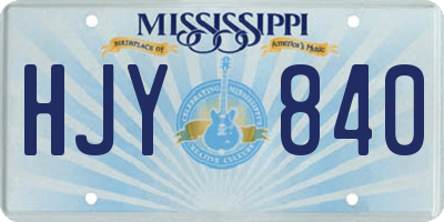 MS license plate HJY840