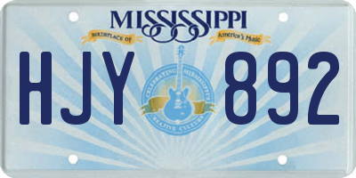 MS license plate HJY892