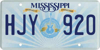 MS license plate HJY920