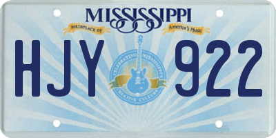 MS license plate HJY922