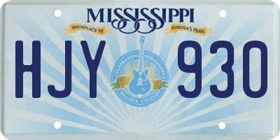 MS license plate HJY930
