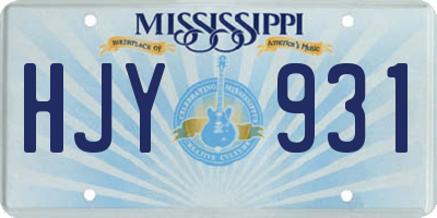 MS license plate HJY931