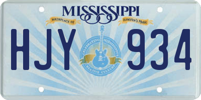MS license plate HJY934