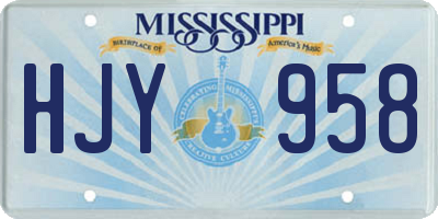 MS license plate HJY958