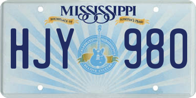 MS license plate HJY980