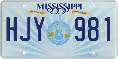MS license plate HJY981