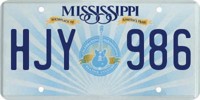 MS license plate HJY986