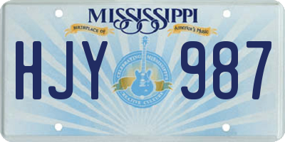 MS license plate HJY987