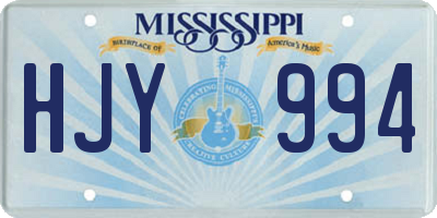 MS license plate HJY994