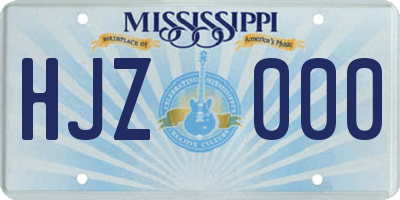 MS license plate HJZ000