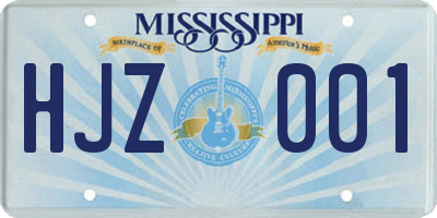 MS license plate HJZ001
