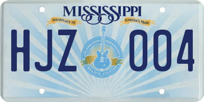 MS license plate HJZ004