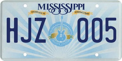 MS license plate HJZ005