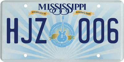 MS license plate HJZ006