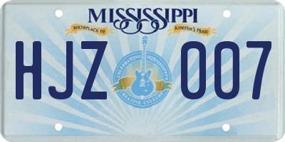MS license plate HJZ007