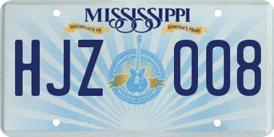 MS license plate HJZ008