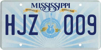 MS license plate HJZ009