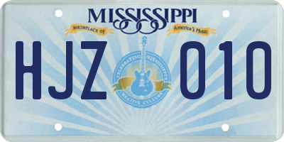 MS license plate HJZ010