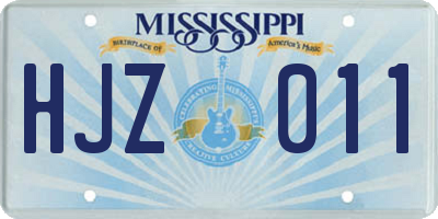 MS license plate HJZ011