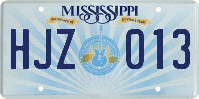 MS license plate HJZ013