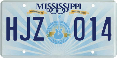 MS license plate HJZ014