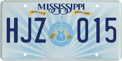 MS license plate HJZ015