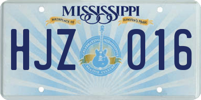 MS license plate HJZ016