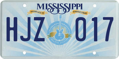 MS license plate HJZ017