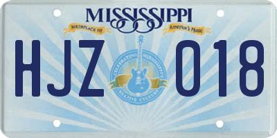 MS license plate HJZ018