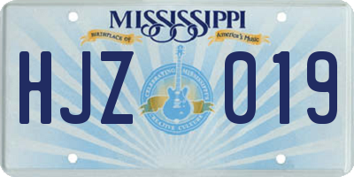 MS license plate HJZ019