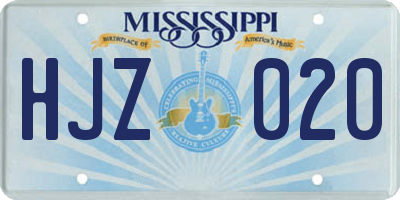 MS license plate HJZ020