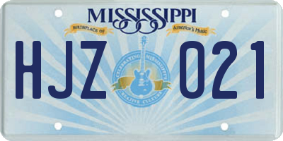 MS license plate HJZ021