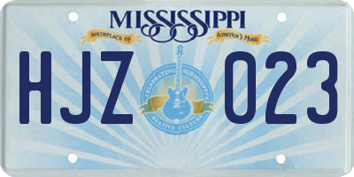 MS license plate HJZ023