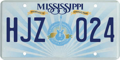 MS license plate HJZ024