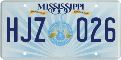 MS license plate HJZ026