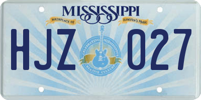 MS license plate HJZ027