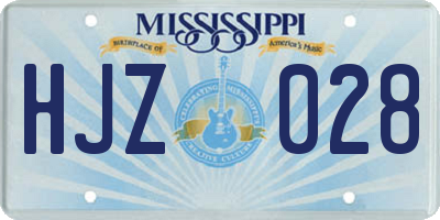 MS license plate HJZ028
