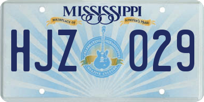 MS license plate HJZ029