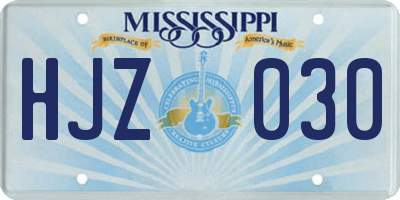 MS license plate HJZ030