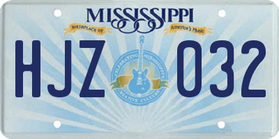 MS license plate HJZ032