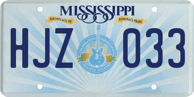 MS license plate HJZ033